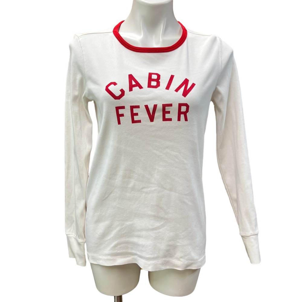 J Crew Cabin Fever Ringer T Shirt Small White Red